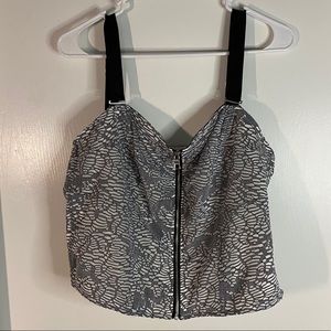 Lane Bryant Black and White Lace Crop Top